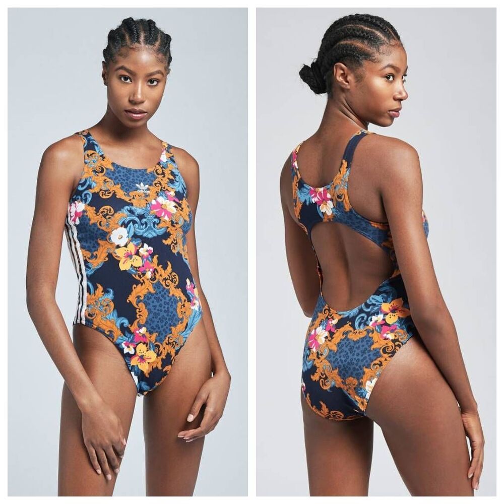 Adidas x Her Studio London Floral All Over Print Open Back Bodysuit Large
